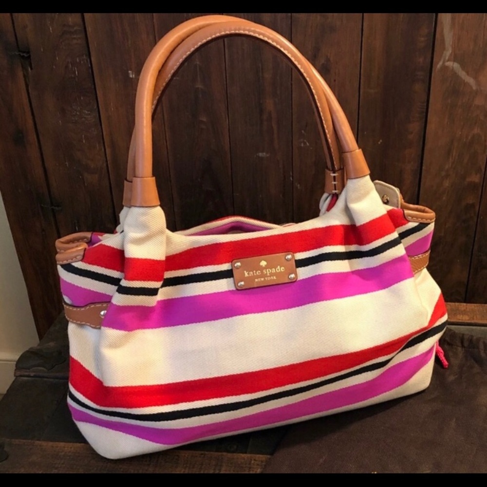 Kate Spade Stevie Oak Stripe Fabric Shoulder Bag